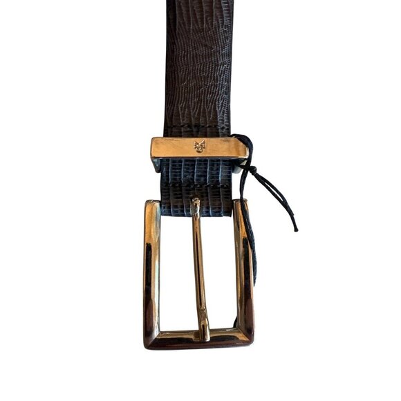 Calvin Klein Black Lizard Grain Leather Belt Small With Silver Buckle Made In US - Picture 2 of 6